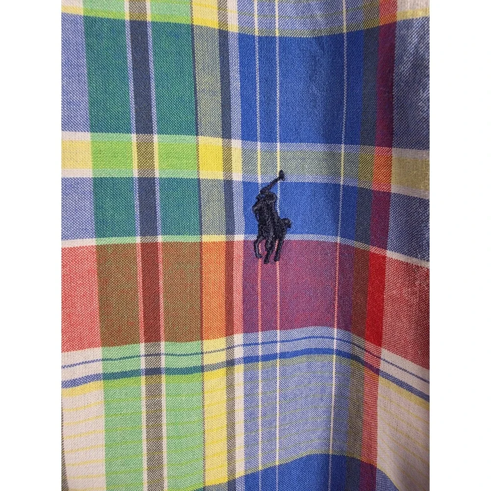 Ralph Lauren Boys XL 20 Multi Color Plaid Button Down Shirt Long Sleeve Cotton - Picture 7 of 12